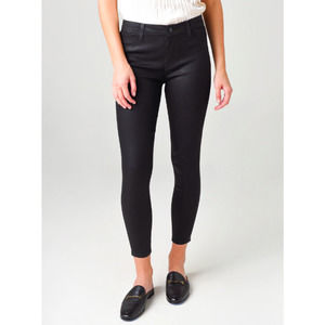 J Brand Womens Alana Jeans Size 31 High Rise Cropped Skinny Coated Denim Black